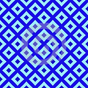 Trendy decorative seamless pattern with squares in blue and cyan shades