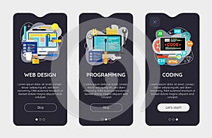 Trendy Design and Development Mobile App Splash Onbard Screens