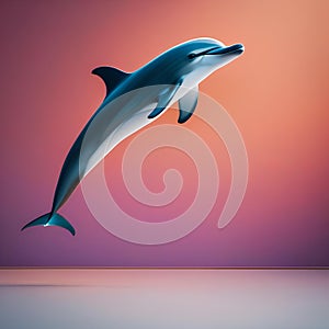 A trendy dolphin in casual wear, posing for a portrait with a playful leap1