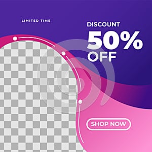 Trendy editable template for social networks stories and posts, vector illustration. Design backgrounds for social media. Pink Pur