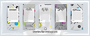 Trendy editable template for social networks stories , vector il