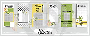 Trendy editable template for social networks stories, vector ill