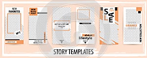 Trendy editable template for social networks stories, vector ill