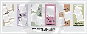 Trendy editable template for social networks stories, vector illustration