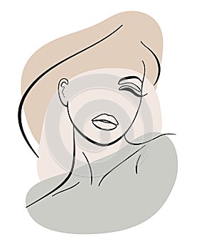 Trendy fashion lineart portrait of a woman