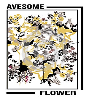 Trendy fashion t-shirt beautiful flower design pattern