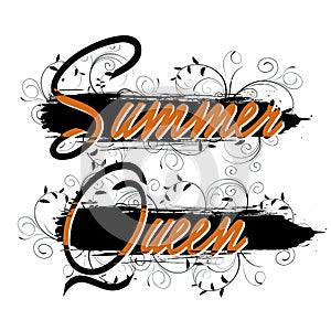Trendy fashion T-shirt print for textile summer queen text design pattern white