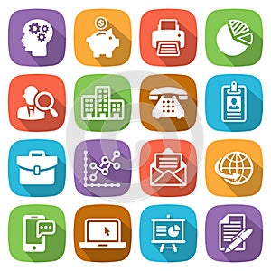 Trendy flat business and finance icon set 1 Vector