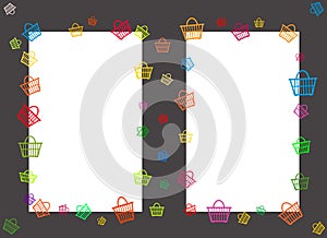 Trendy flat geometric shape sale banner. Blank modern origami ribbon style design template