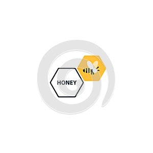 Trendy flat honey bee icon and logo