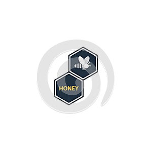 Trendy flat honey bee icon and logo