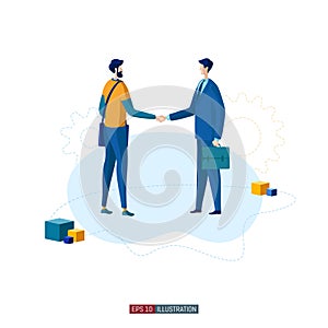 Trendy flat illustration. Businessmens handshake.