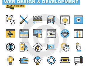 Trendy flat line icon pack for designers and developers