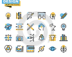 Trendy flat line icon pack for designers and developers