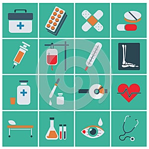 Trendy flat medical icons. Vector elements Vector set of medical icons