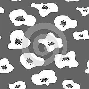 Trendy floral seamless pattern inspired by Matisse, blue and red poppies, black and white floral pattern