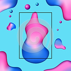 Trendy fluid shape bright gradient colors. Fluid, liquid, ink drops Design Element with Copy Space.
