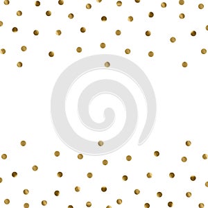 Trendy gold glitter beautiful fashion background polka dot vector illustration. Metallic golden dots confetti objects. Beautiful l