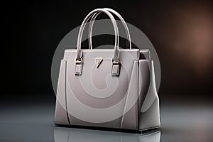 Trendy gray women\'s handbag showcased beautifully on a studio background