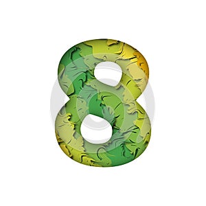 Trendy green papercut number 8 eight letter photo