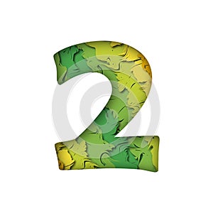 Trendy green papercut number two 2 letter