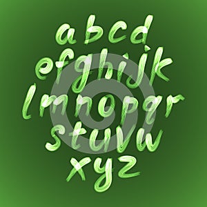 Trendy hand drawing alphabet, vector illustration.