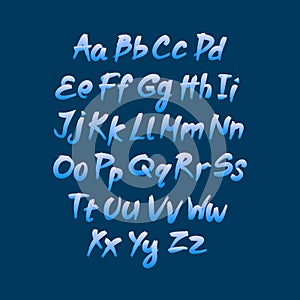 Trendy hand drawing alphabet, vector illustration.