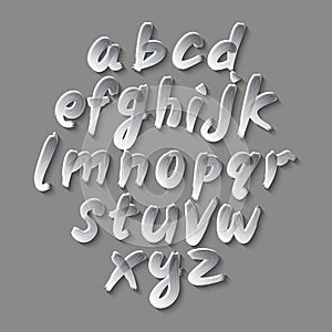 Trendy hand drawing alphabet, vector illustration.