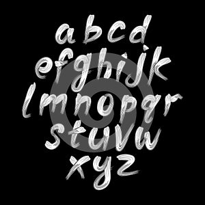 Trendy hand drawing alphabet, vector illustration.