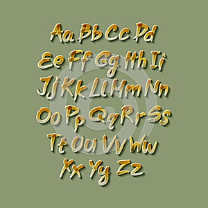 Trendy hand drawing alphabet, vector illustration.