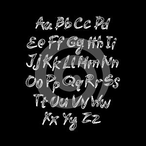 Trendy hand drawing alphabet, vector illustration.