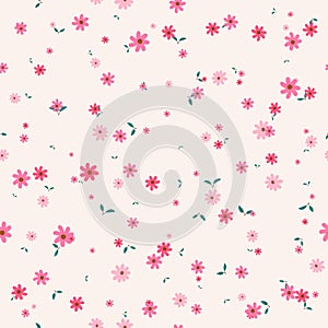 Trendy hand drawn small daisy flowers, Wild meadow floral illustration Seamless Pattern Vector Design for fashion, fabric, textile