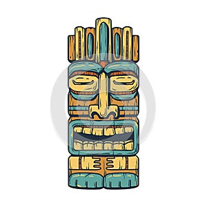 Trendy hawaii tiki mask or face idol. Ethnic totem