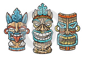 Trendy hawaii tiki mask or face idol. Ethnic totem