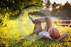 Trendy Hipster Girl Relaxing