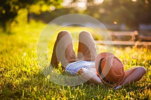 Trendy Hipster Girl Relaxing