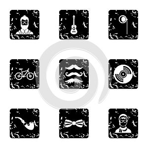 Trendy hipsters icons set, grunge style