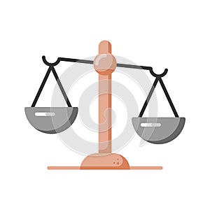 Trendy icon of balance scale in editable flat style, business law symbol