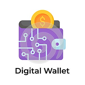 Trendy icon of digital wallet, online payment, ewallet, business and finance vector