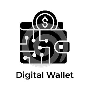 Trendy icon of digital wallet, online payment, ewallet, business and finance vector