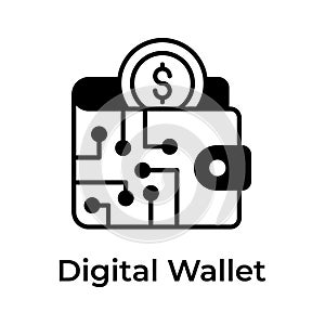 Trendy icon of digital wallet, online payment, ewallet, business and finance vector