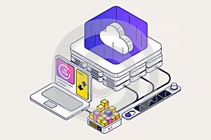 Trendy Isometric illustration of Cloud Data