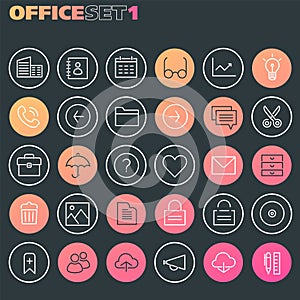 Inline Office Icons Collection, trendy line icons collection