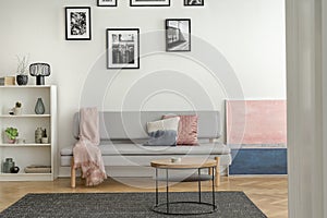 Trendy living room interior in old tenement house