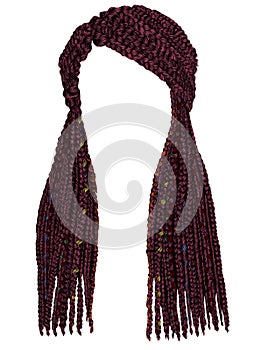 Trendy long hair cornrows Ñopper pink colour. realistic graphi