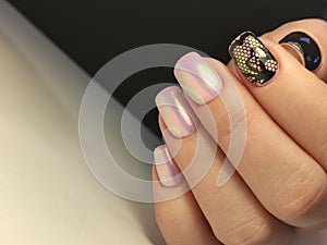 Trendy manicure design on a beautiful background
