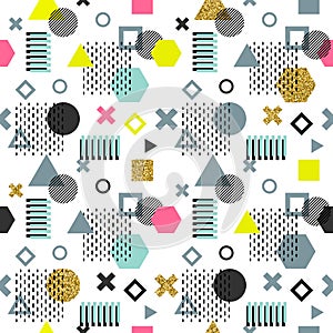 Trendy memphis cards. Abstract seamless pattern. Retro style texture, pattern and geometric elements. Modern abstract