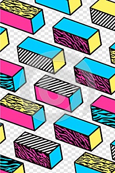 Trendy Memphis Isometric Pattern Vector