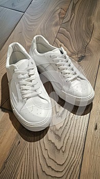 trendy men's white trainers, unbranded yet exuding sophistication and style.