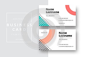 Trendy minimal abstract business card template. Modern corporate stationery id layout with geometric pattern. Vector fashion